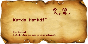 Karda Markó névjegykártya
